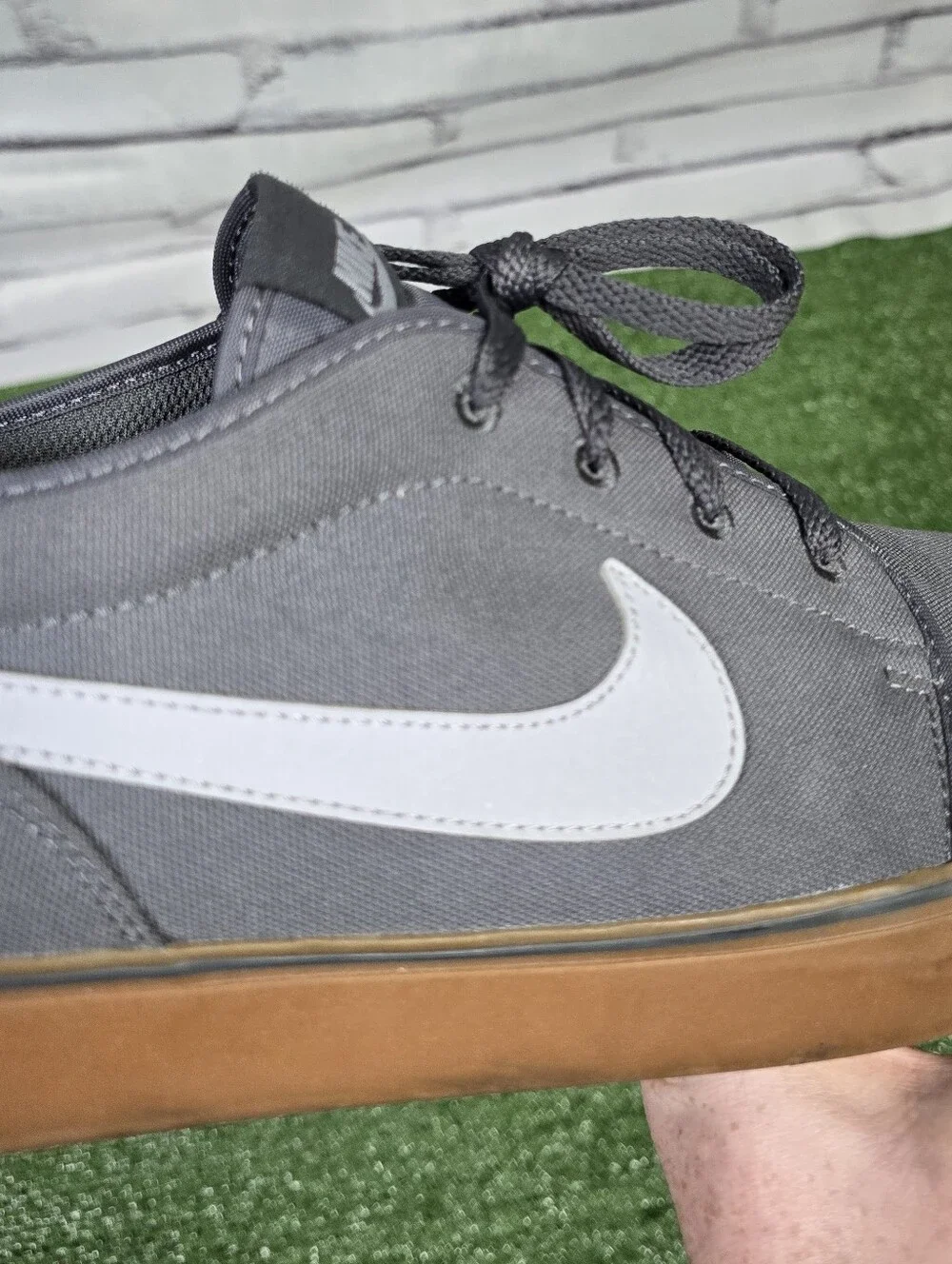 Nike Toki Cotton Canvas Low Laced Gum Sole Sneakers Dark Grey Size 14